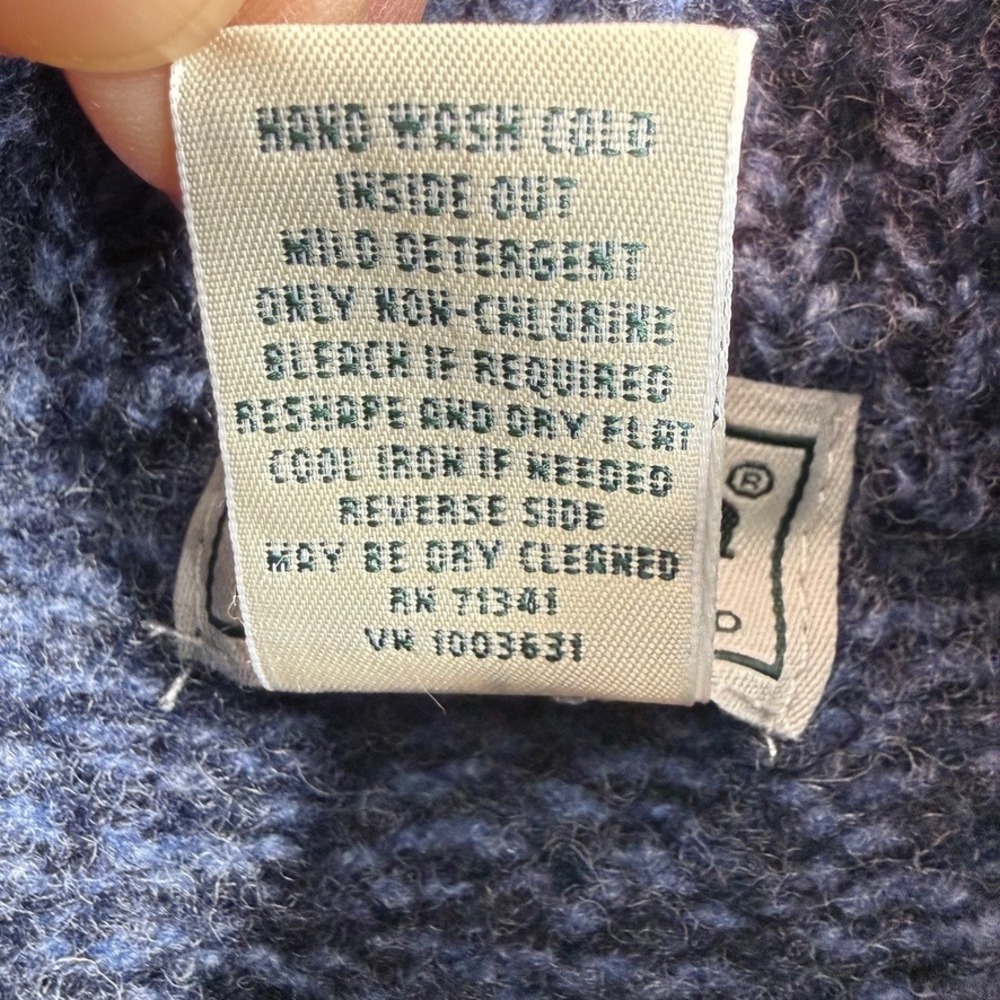 LL Bean Sweater Mens Medium Blue Marled Lambswool Henley Mock Neck 285174 - Picture 8 of 9